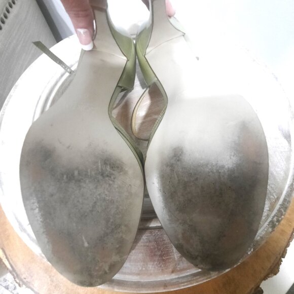 J. Crew Mary Jane Leather Heels Sage Green Size 8 Womens MSRP $168 - Picture 6 of 10